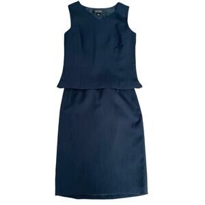 Kasper Navy Blue Sleeveless Skirt Set